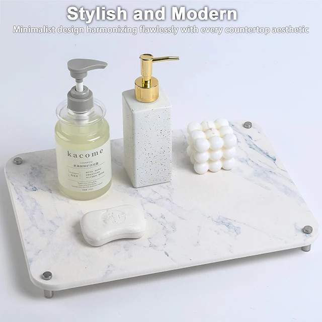 Wholesale Stainless Steel Feet Stone Dish Drying Mat Super Absorbent Diatomaceous Earth Stone Drying Mat for Kitchen Counter