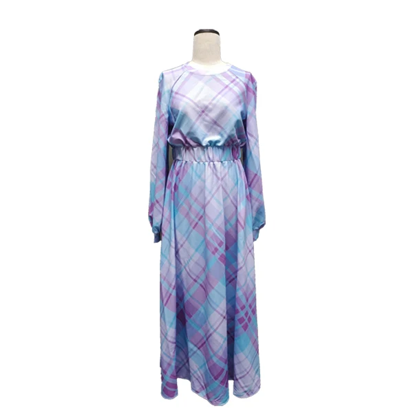 O-neck purple plaid for ladies new fashion 2022 casual dresses for fat ladies fall dress  dresses custom wholesale