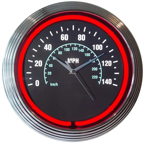 Wholesale custom neon lights decoration GM chevy trucks round neon clock custom glass neon wall clock