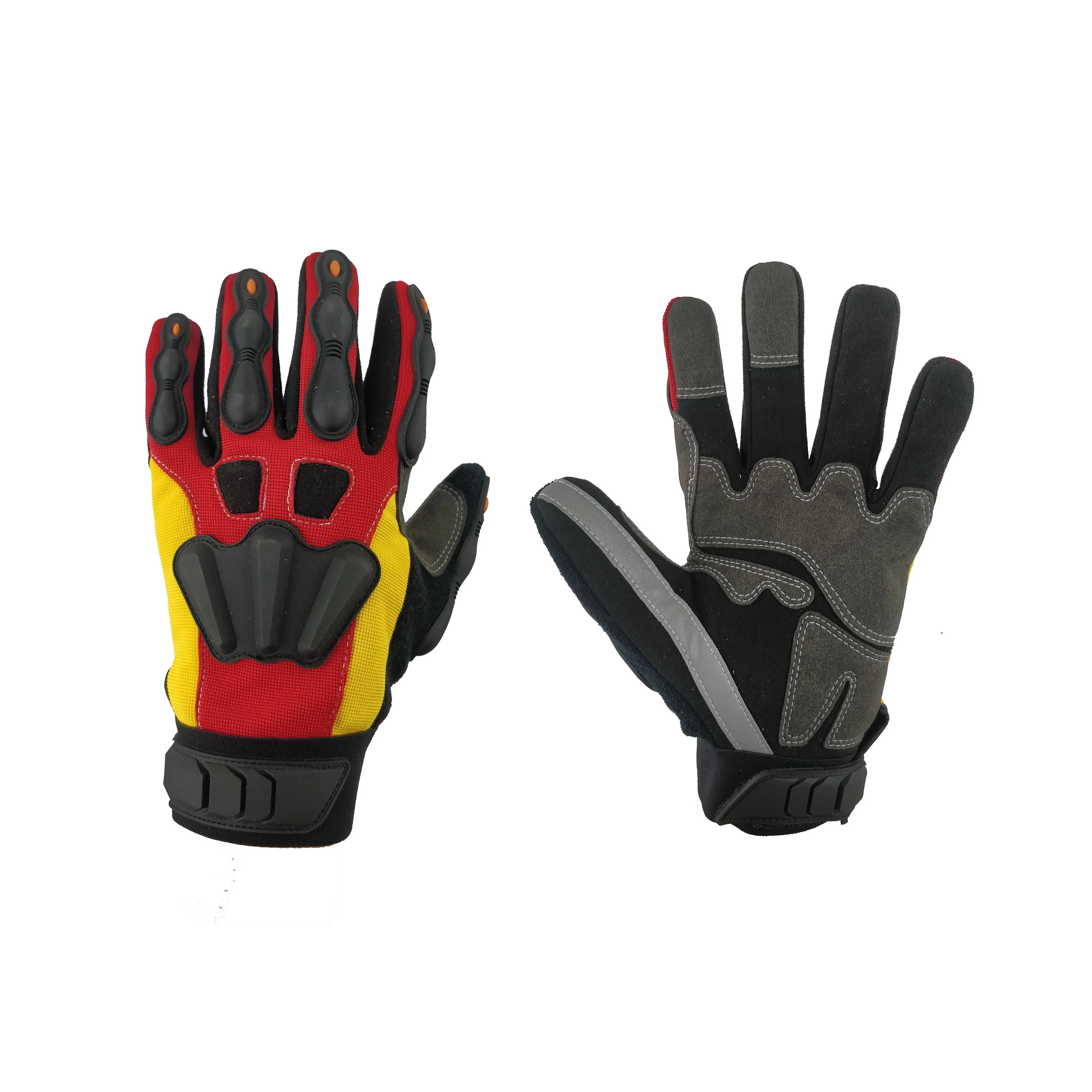 Microfiber synthetic leather pad palm safety work wholesale touch screen anti impact mechanics gloves