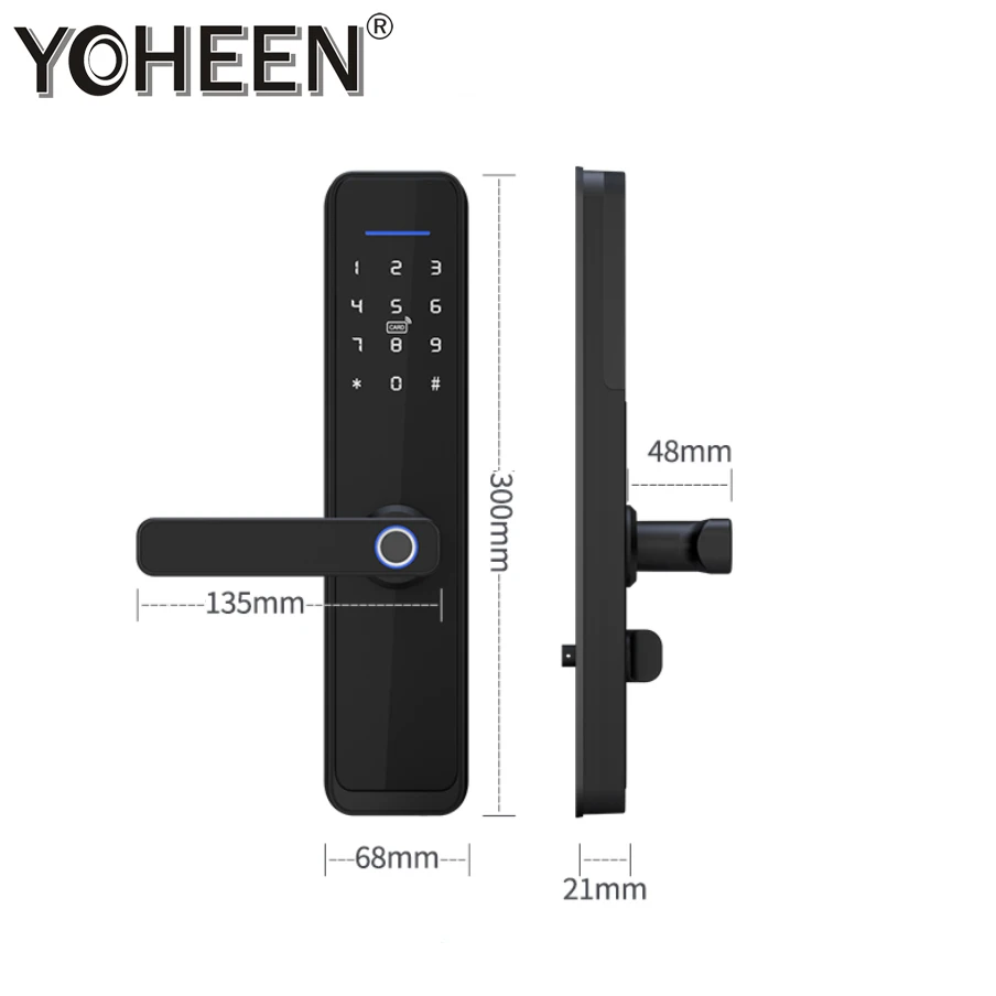 Дверной смарт-замок Tuya с Wi-Fi, управление через приложение, биометрический сенсор отпечатков пальцев, цифровая ручка, для дома