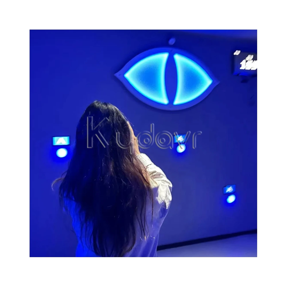 Large trade show activation interactive team activate hide big eye tracking games push button lights activity game for kids