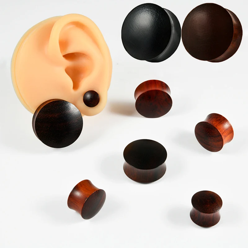 Wholesale Wooden Gauges for Ears, Unisex Ear Tunnels Stretching Ear Piercing Jewelry Black Wooden Plug Body Jewelry Women Men