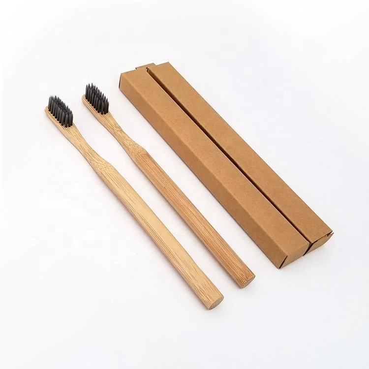 Natural Bamboo Toothbrush unpainted 100% Biodegradable Organic Escova de dentes de bambu with charcoal bristles