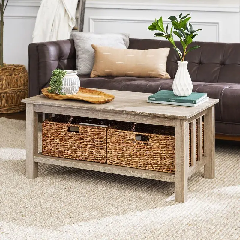 WESOME Multi-functional Living Room Furniture  Center Table Wooden Coffee Table With Storage Cabinet