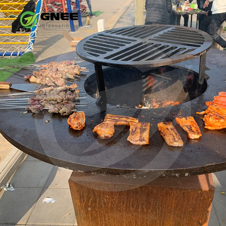 wood fired barbecue corten steel top sale corten steel bbq grill