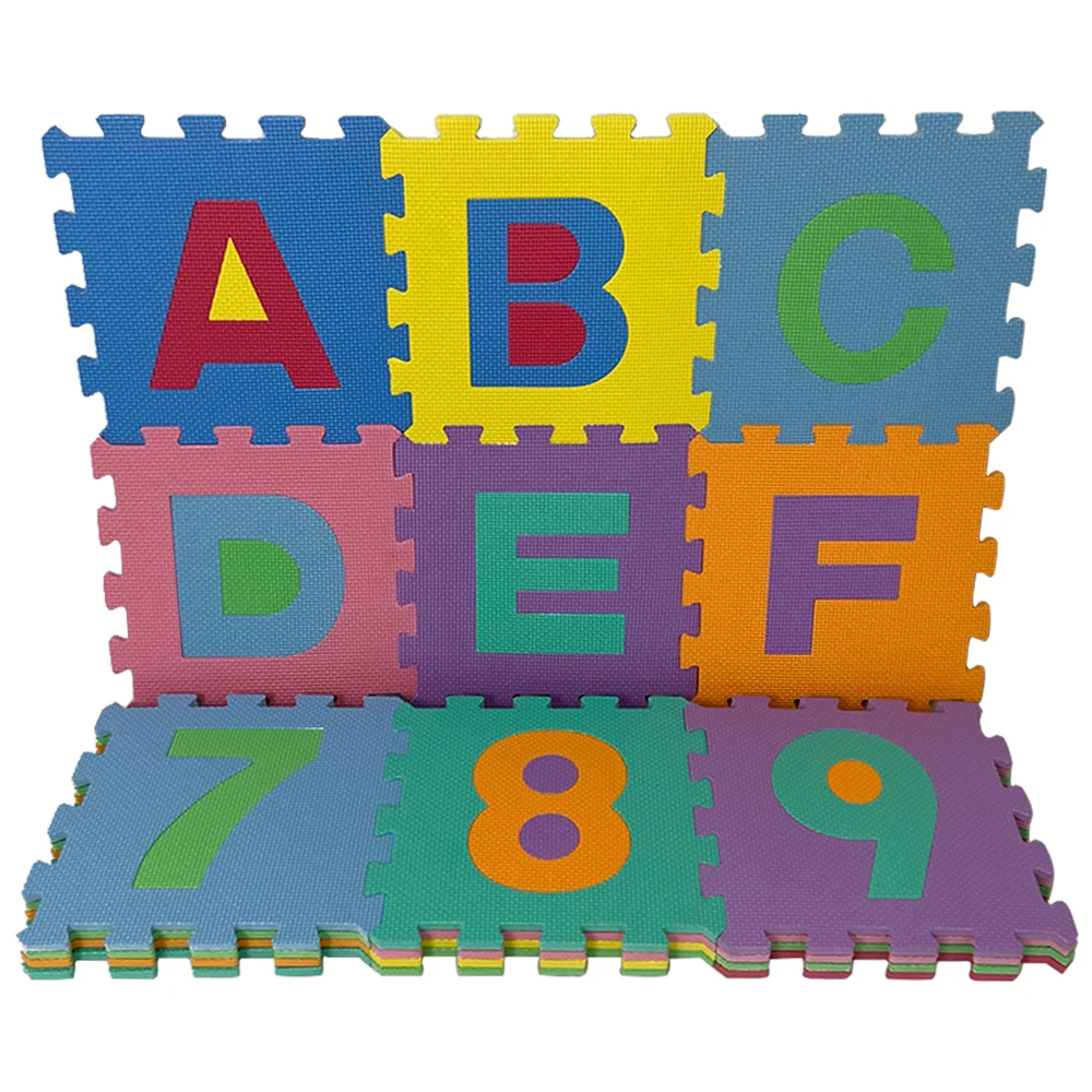 Non Toxic Alphabet and Numbers EVA Floor Tiles Colorful Kids Foam Puzzle Playmats with 36 Pieces/Set