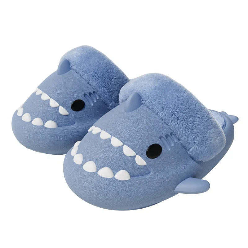 2023 New Arrival Soft Household Cartoon Winter Plush Shark Slippers For kids Women Man unisex Indoor Slippers