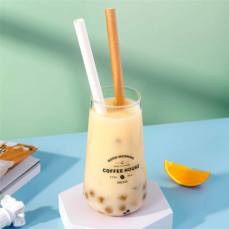 
Biodegradable 100% Recycled Eco Friendly Large Size Paper Straws White Paper Bubble Tea Drinking Straws 