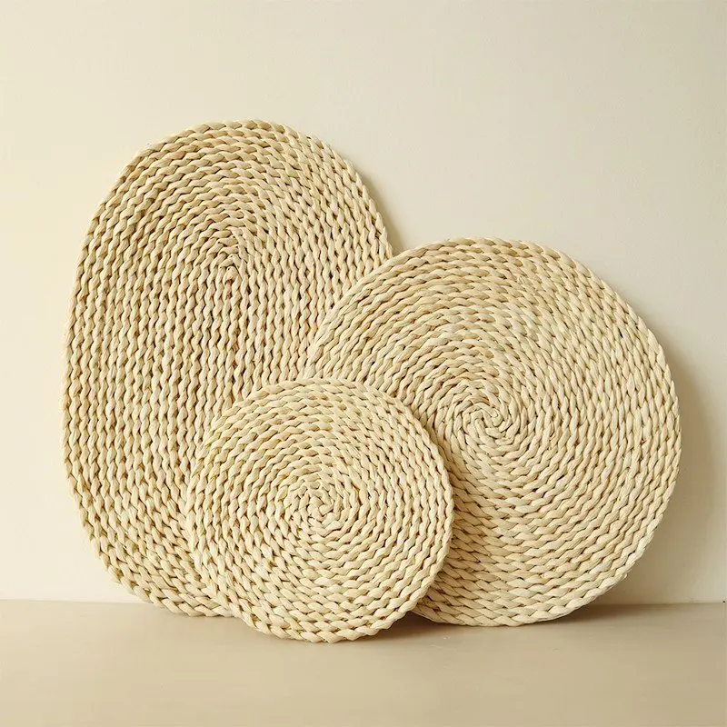 corn husk handmade mat & cotton place mat  potholder for home kitchen coaster pad hot pad  R=30CM