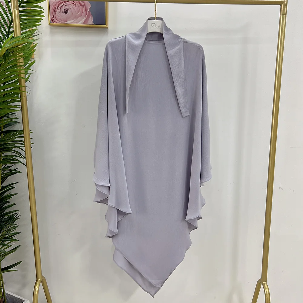 Traditional Muslim Egypt Prayer Scarf  Polyester 2 Layer Overhead Khimar Hijab For Women