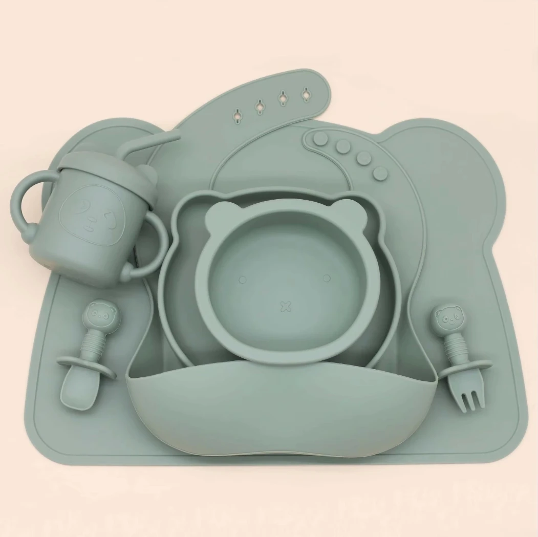 Wholesale Eco Friendly Silicone Toddler Feeding Set Bulk Buy Customizable for International Juvenile Product Chains