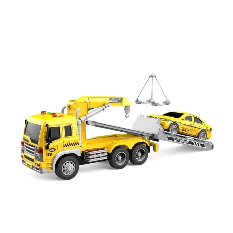 EPT 1:16 Light Sound Free Wheel Friction Construction Vehicle Children Car Hauler Tow Trailer Toy Transport Truck For Kids