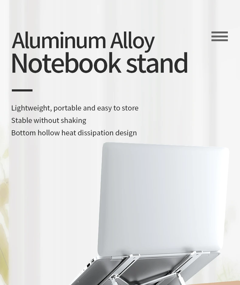 Hot Product Adjustable Notebook Aluminum Laptop Holder Monitor Stand Portable Foldable Laptop Cooling Stand