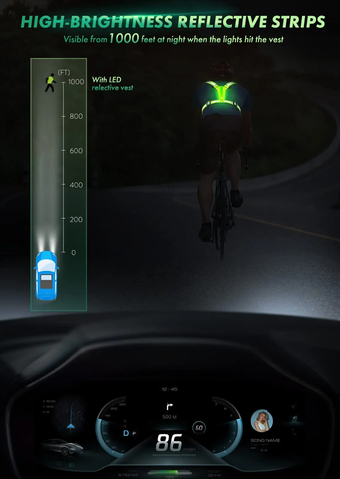 Bestseller  USB Rechargeable Night Riding, Running Vest Led Reflective Vests