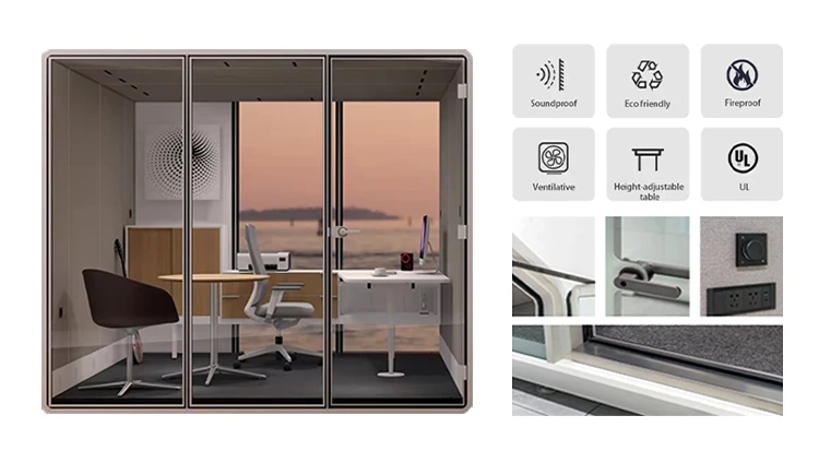 Room Space Privacy Portable Office Large Phone Booth Pod Leisure Meeting Pod Soundproof Vocal Booth