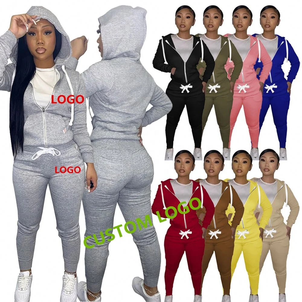 Custom Logo Jogger Sweatpants And Hoodie Set Two Piece Pants Sports Suit 2 Piece Sweatsuit Set Tracksuit Fall 2022 Women Clothes
