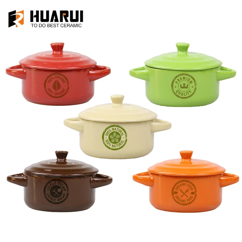 Custom Ceramic Bowl with Lid Double Handle Salad Noodles Home Tableware Soup Bowl Tureen Serving Bowls