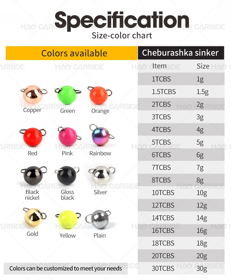 crackle colors Tungsten Jig Flex Head Ball Cheburashka Bottom Jig Sinker Weight