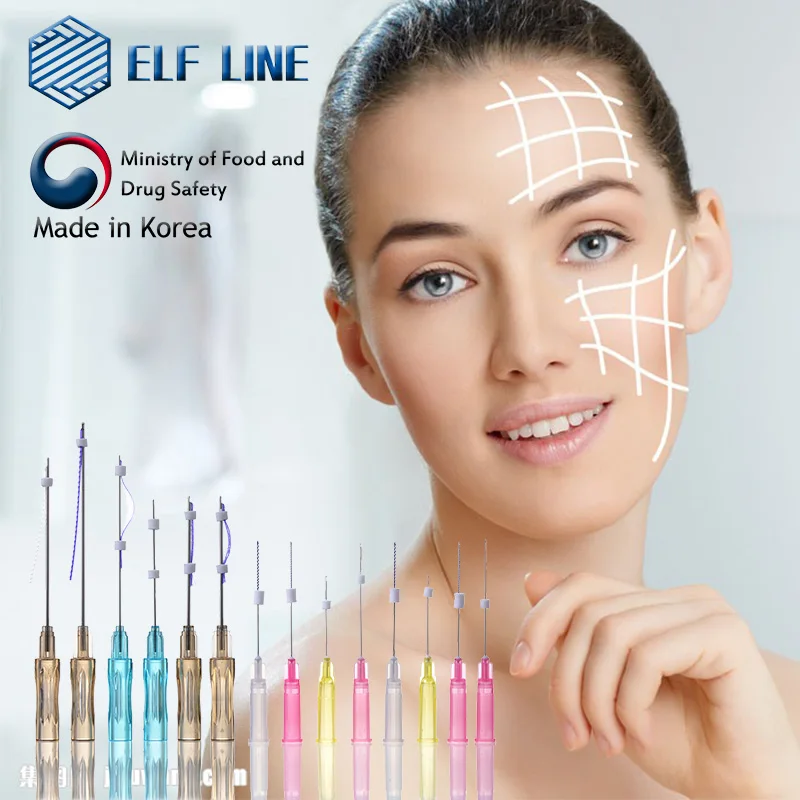 
Korea ELF LINE PDO fox eye thread lifting HyalDew eptq 6D - 12D cog Molding cog Twin Arm Cog pdo thread lift face lifting 