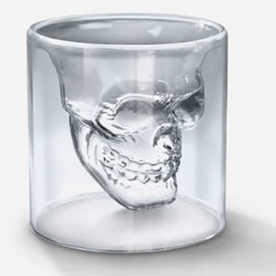 double wall skull wine glass
