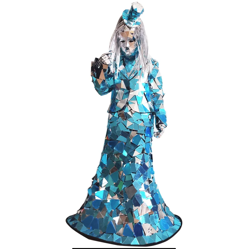 Vestidos Shiny Spandex Crystal Mirror Dress Carnival Stage Performance Gogo Dancer Costumes Women Night Club Performance Dress