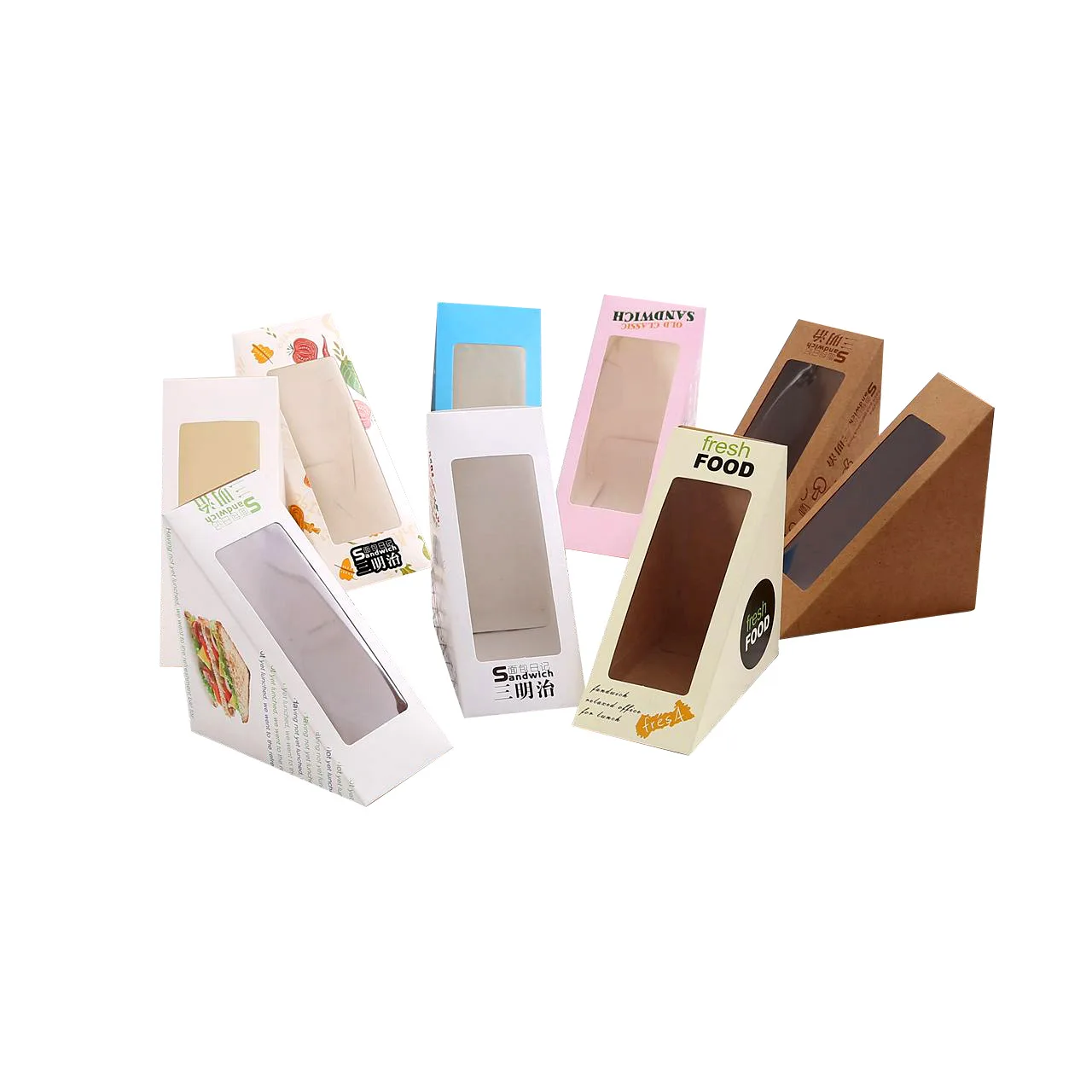 Cheap Triangle Sandwich Cake Box For Food Store Supermarket Bakery Packaging