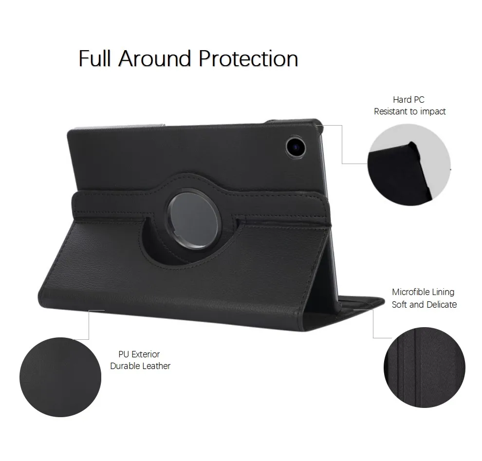 360 Degree Rotation Case Cover for PU Leather Stand Cover Shell For Samsung Galaxy Tab A8 10.5 SM-X200 SM-X205 2021 Tablet Case