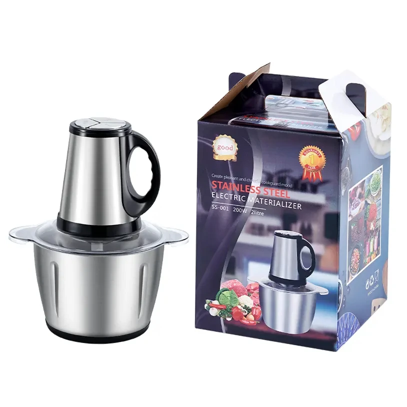 300W Stainless Steel Motor Electric Food Chopper Automatic 2L Meat Slicers Machine Meat Grinders For Kitchen