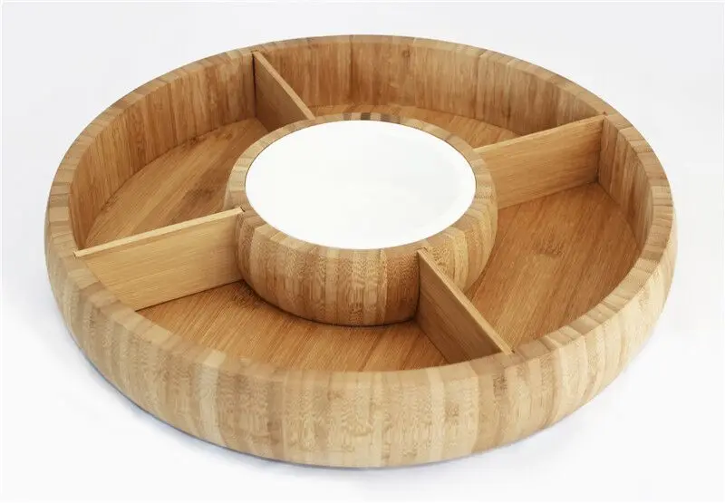 Wholesale Decorative Serving Tray Appetizer Party Platter Wooden Trays Serving Bamboo