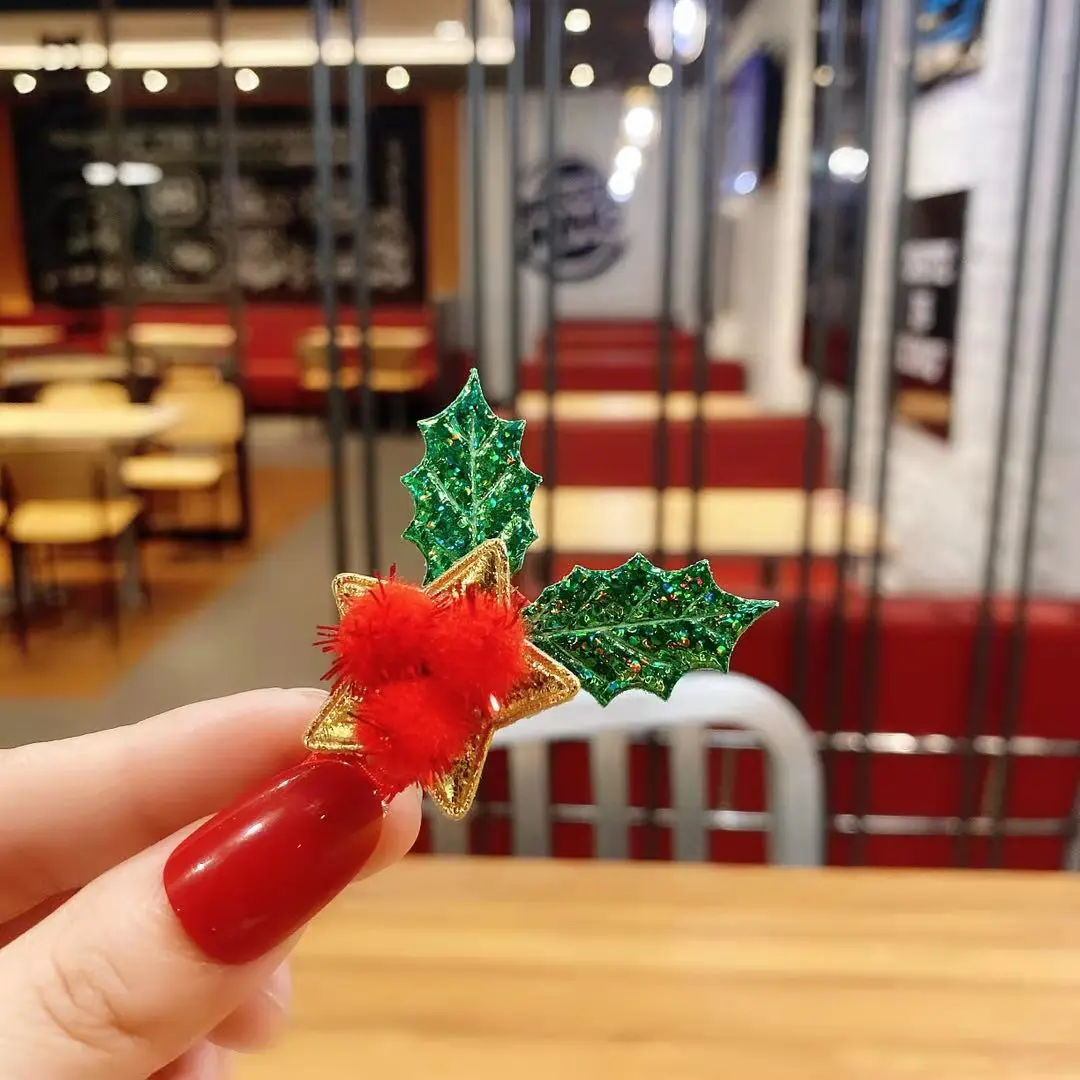 Unique Christmas Snowman hairpins gifts 5pcs/set Cute elk deer hair clips Santa Hairgrips Set for Children