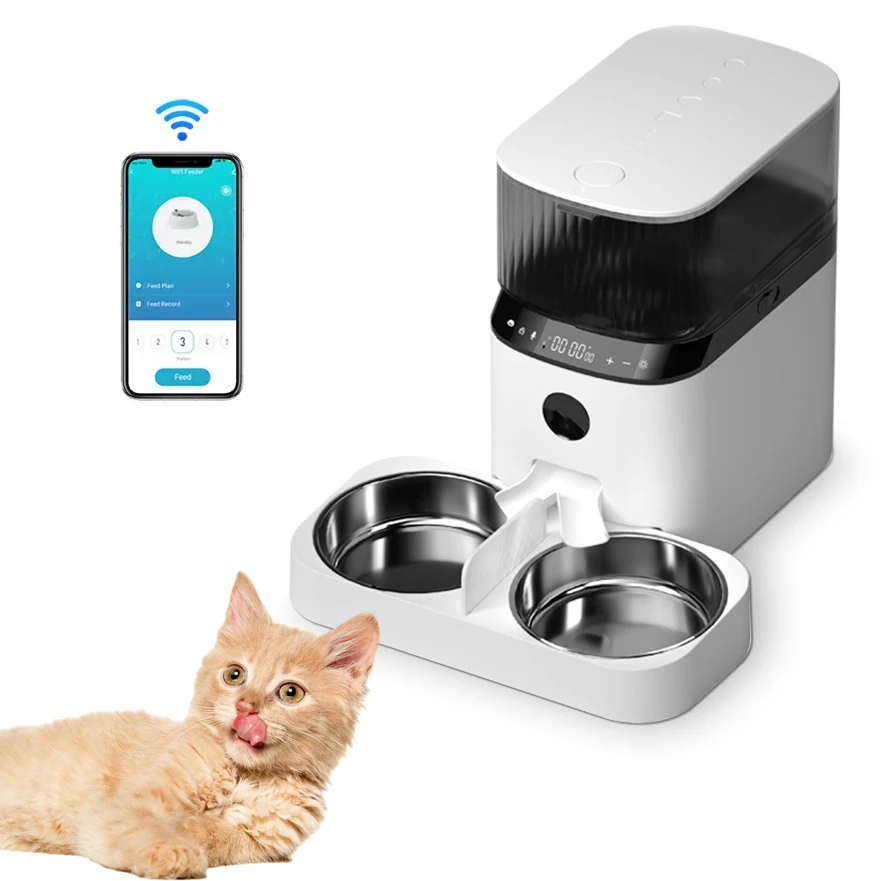 Dog Cat Smart Pet Feeder Wifi Mobile Phone App Remote Control Microchip Automatic Pet Feeder With 5L Auto Timer Camera