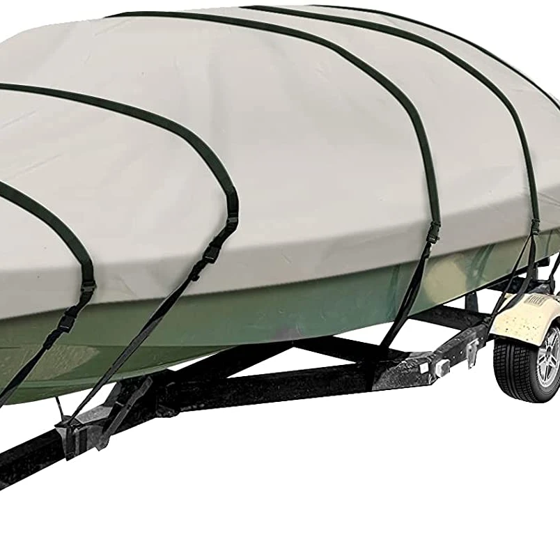 Heavy Duty 600D Marine Polyester Canvas Trailerable Waterproof Boat Cover