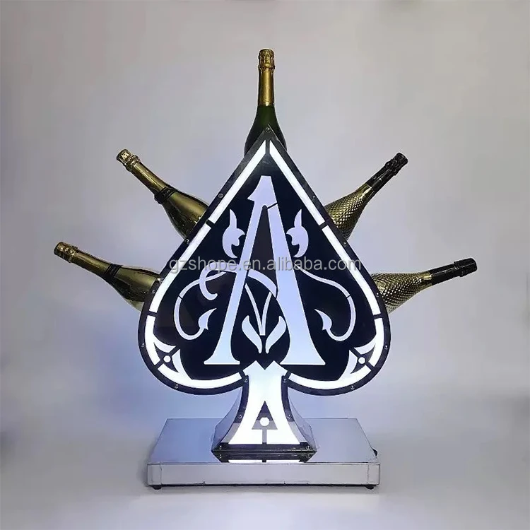 SHP Custom Ace Of Spades LED Bottle Presenter Acrylic Glorifier VIP Display Champagne Light Stand Rack For Night Club Bar