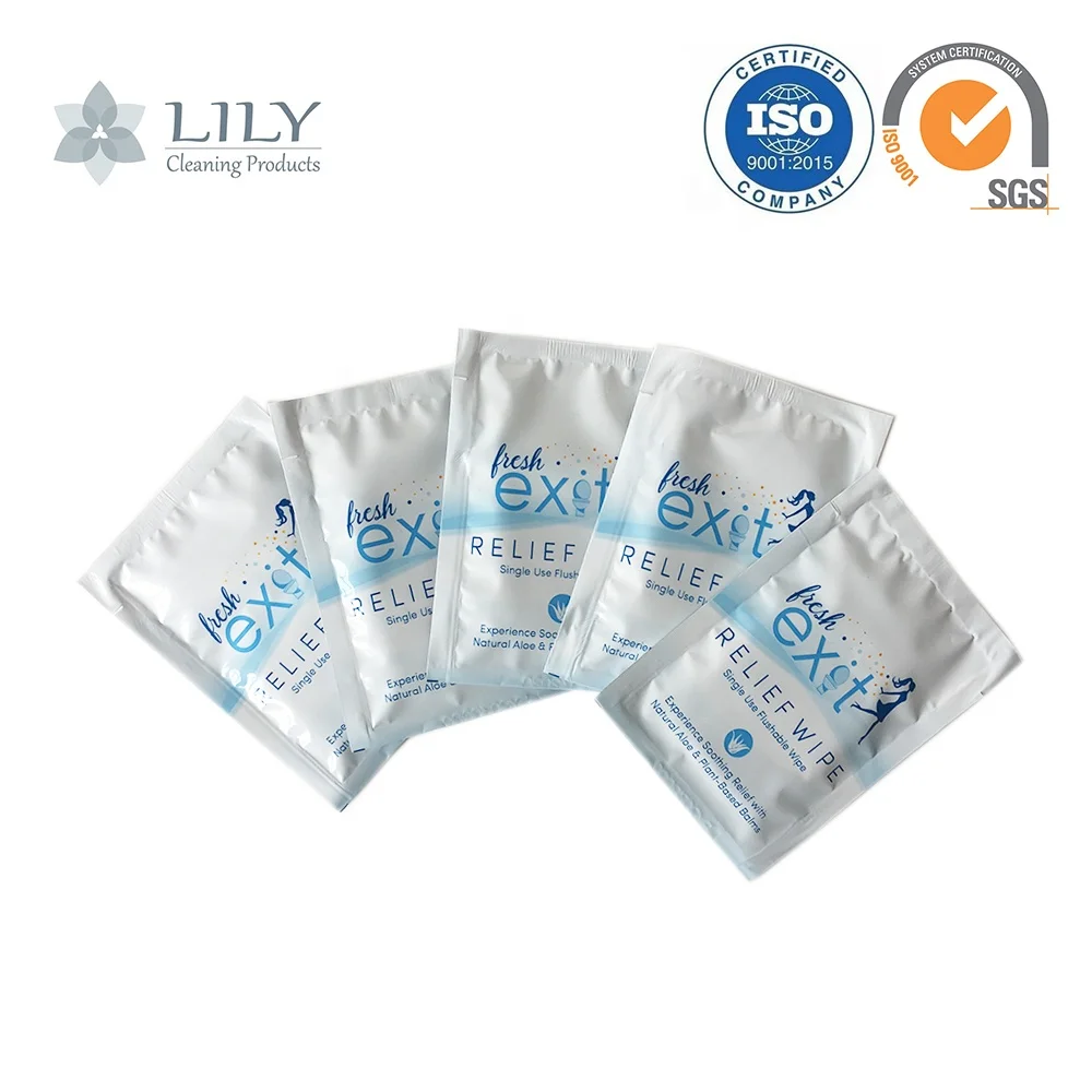 
flush flushable infused with aloe and vitamin E biodegradable cleaning relief wipes toilet wet wipes/tissues 