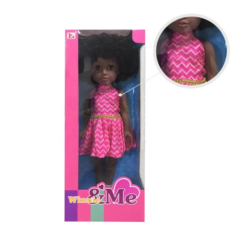 18 inch doll baby black long hair doll with vinyl For girls