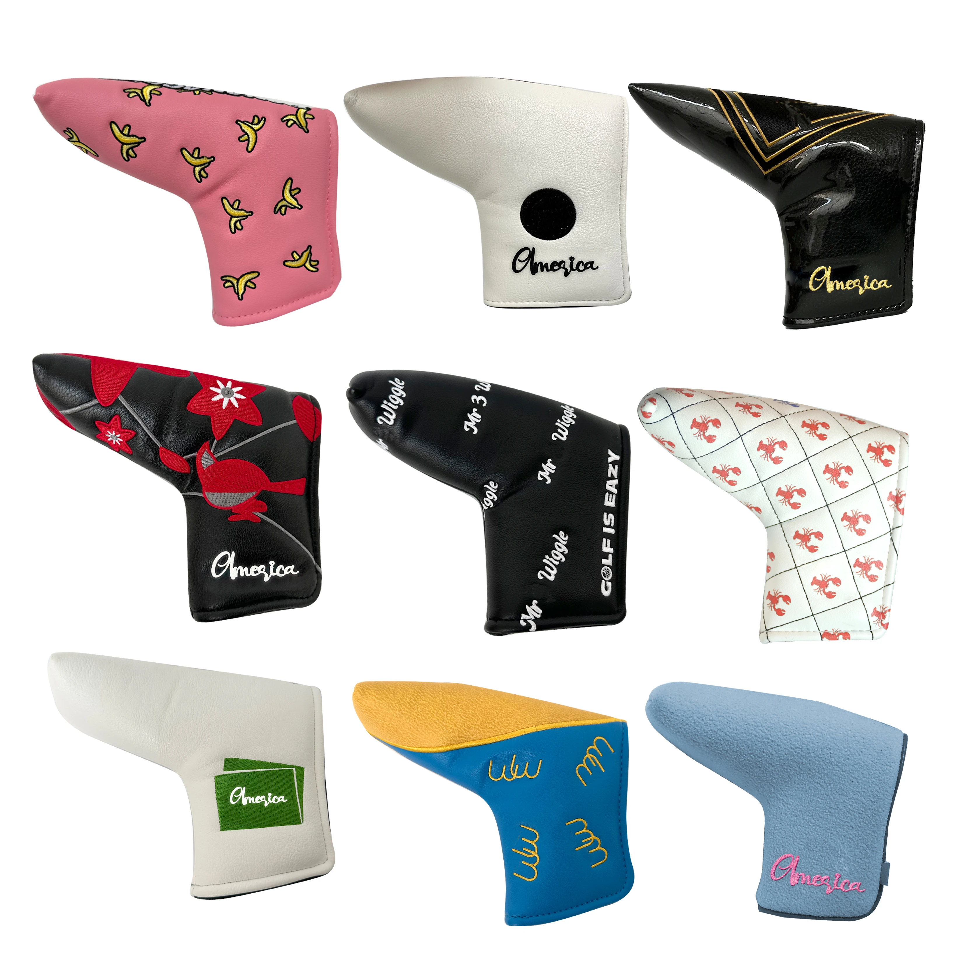 Golf head covers custom high quality PU leather good price golf headcover putter