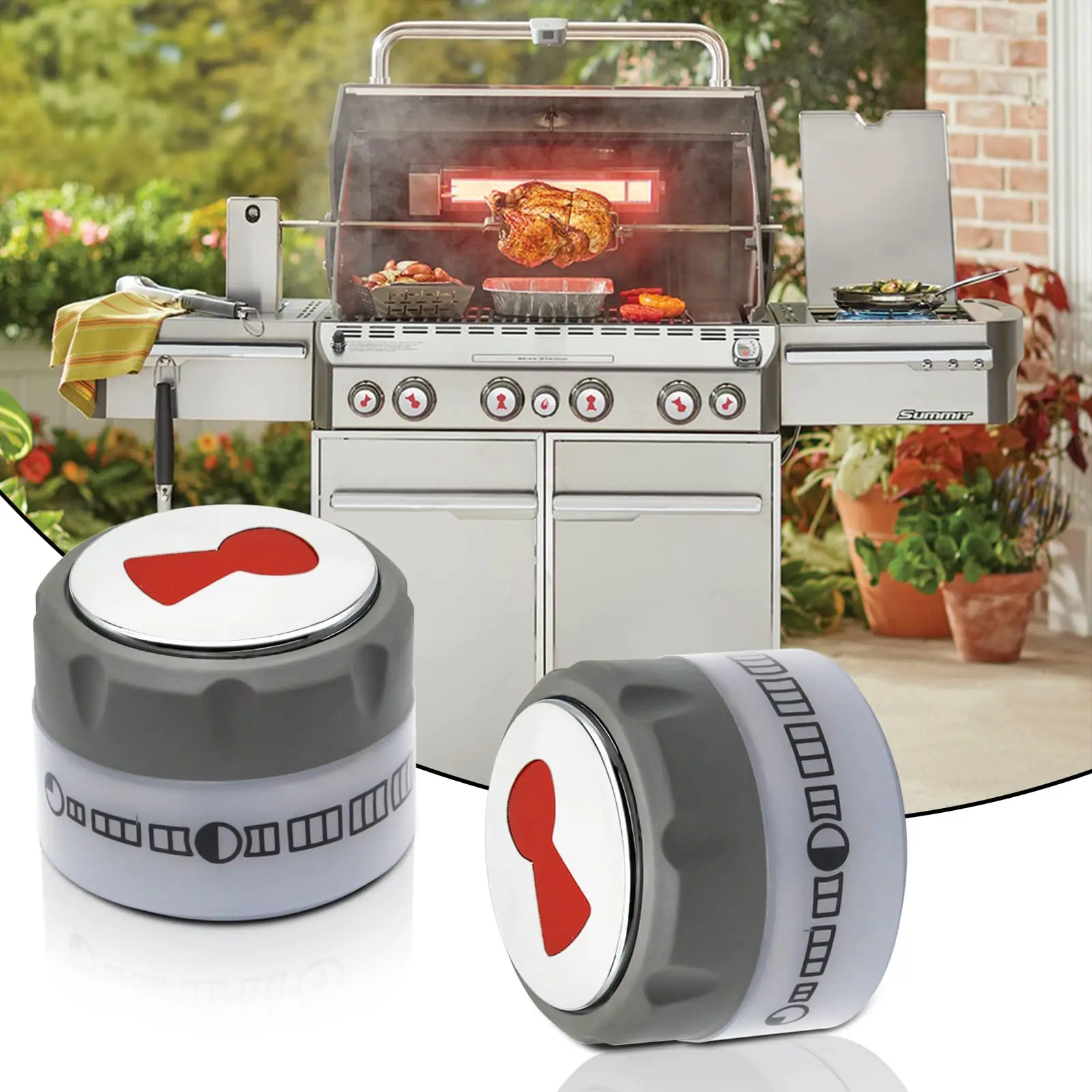 91538 Lighted Control Knobs Compatible with Weber Summit 400/600 Grills Manufactured Fit for E-470/670 S-460/470/660/670 etc