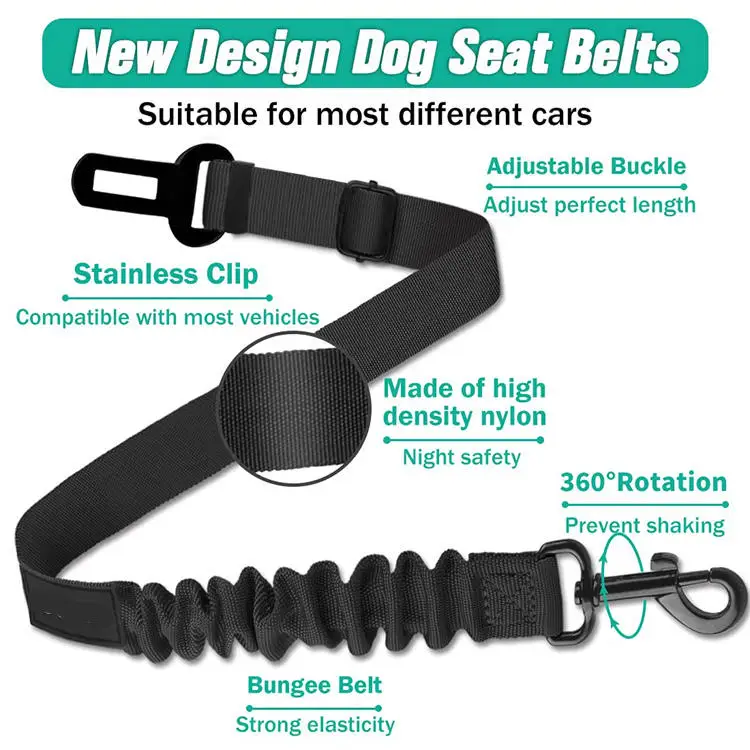 Custom Logo Portable Comfortable Adjustable Car Pet Seat Belt Dog Seatbelt Pet Dog Seat Belt