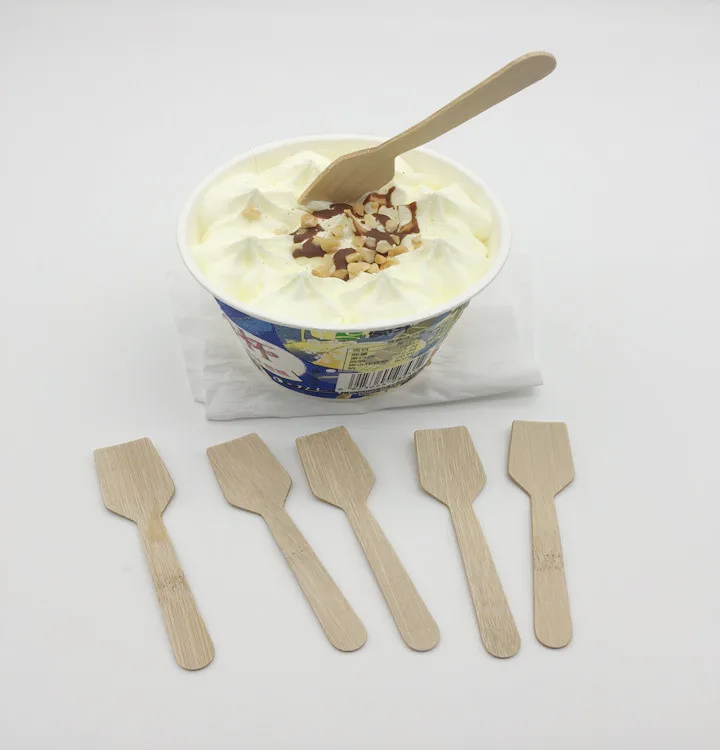 Factory  wholesale 100% organic natural bamboo ice cream spoon for dessert tasting