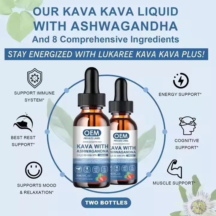 Private Label Organic Kava Kava Root Liquid Extract Drink 30% 70% Kava Liquid Drops Support Sleep Calm And Stress Relief