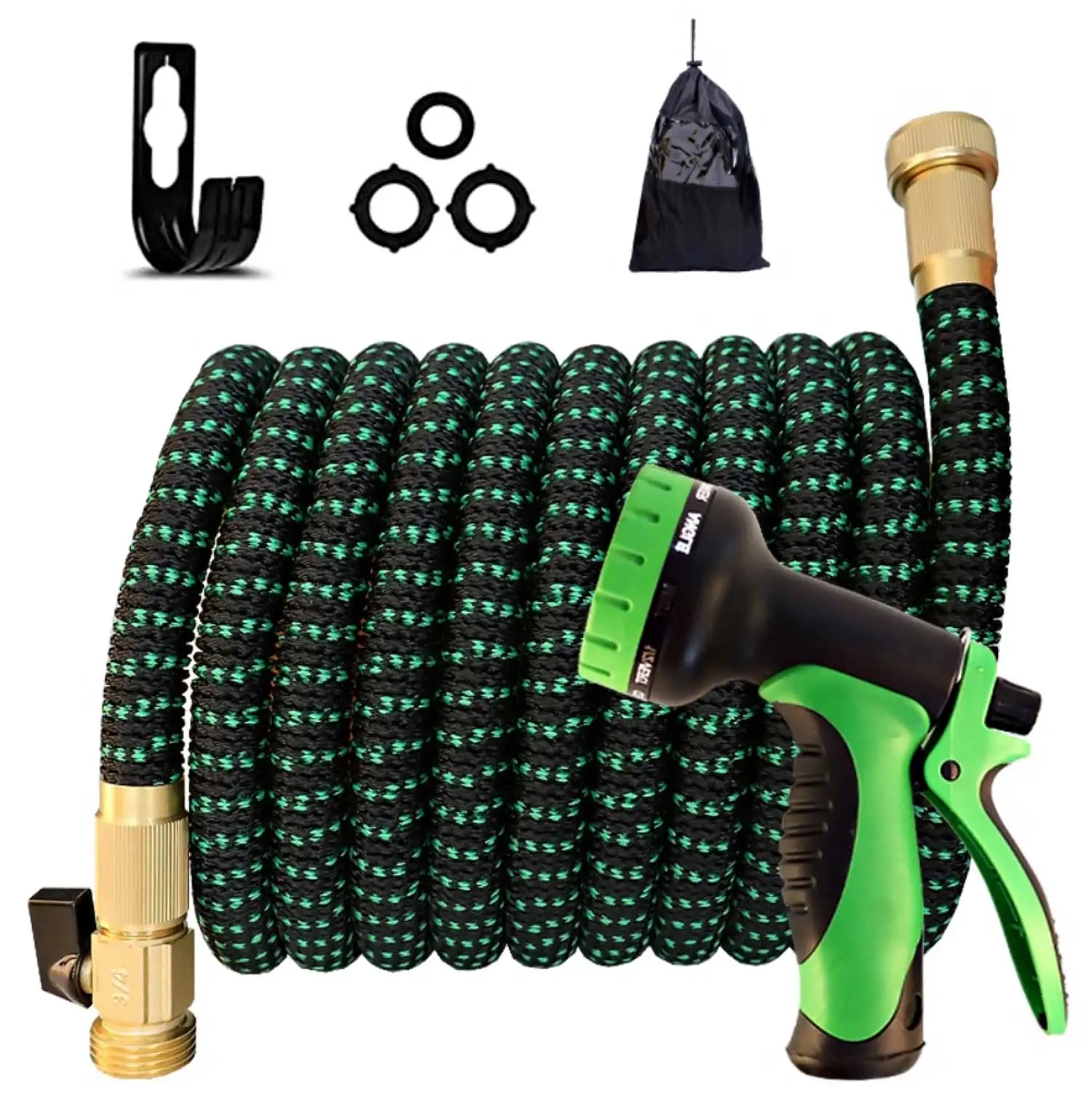 
50-200ft American Expandable Garden Water Hose with 10 Function Spray Nozzle 