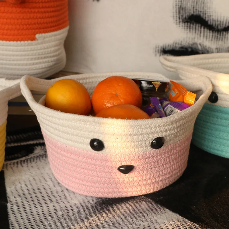 Wholesale Bedroom Dirty Clothes Basket Cotton Rope Storage Basket  Animal designs