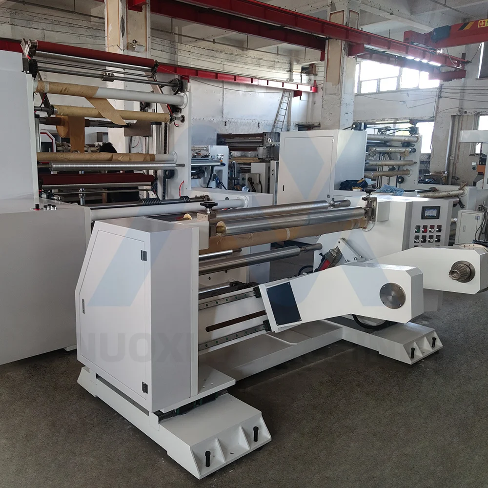 kraft paper non woven fabric slitting machine with turret rewind from big to small rolls