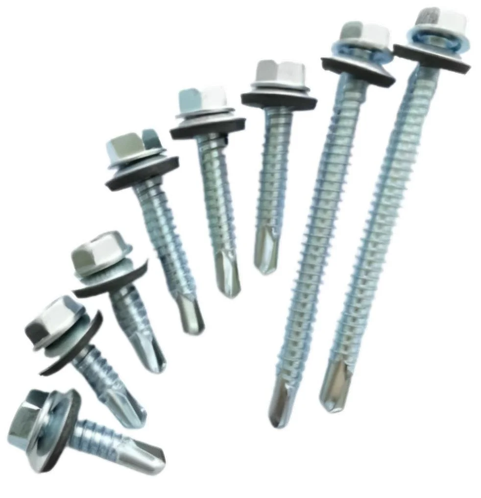 OEM Hexagon Washer Head Self-Drilling Roof Metal Screw Color Plating Self Drilling Screw With Bonded Washer Zinc Plated