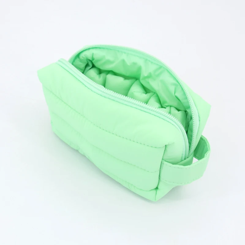 nylon cosmetic bag quilted puffy nylon bag waterproof portable nylon makeup brush set bag
