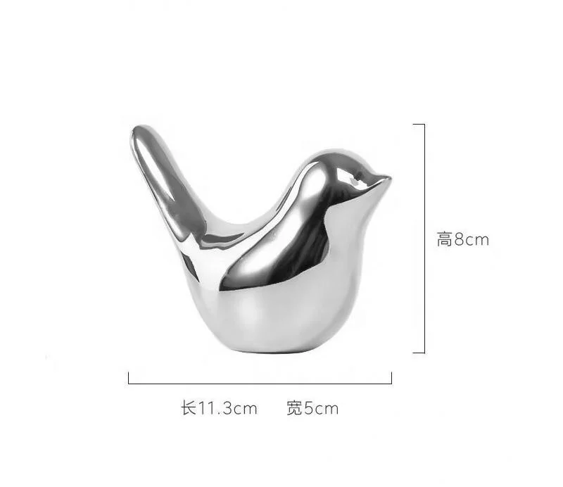 Modern Style Home Decor Ceramic Bird and Small Animal Statues Abstract Golden Ornament Glazed Electroplating Technique