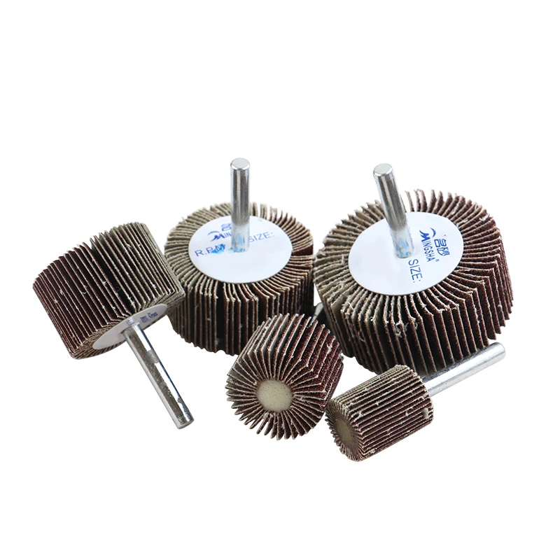 6mm shank abrasive tool mounted point  non- woven sand cloth  flap wheel with shaft grinding head for burnishing machine