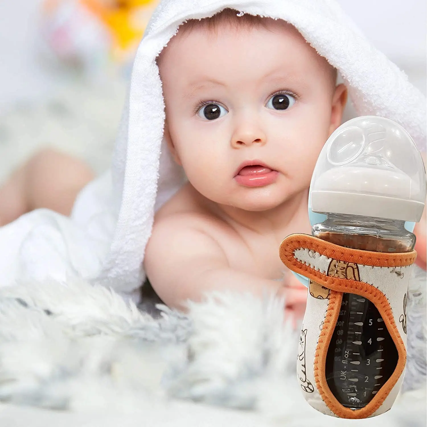 Custom Adjustable Sleeves Milk Glass Bottles Neoprene Baby Bottle Warmer for Baby Kid