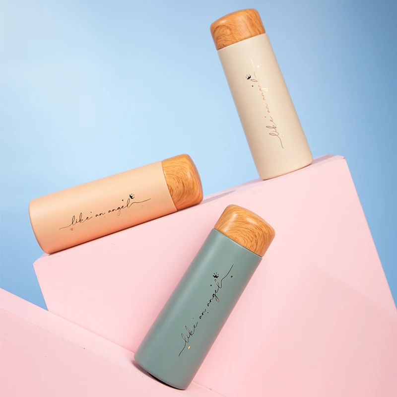 Unique Portable Luxury Outdoors Double Wall Designer Wood Grain Drinking Flasks Vacuum Thermos